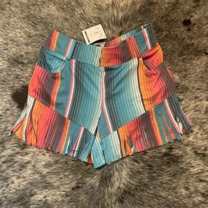 Crazy Train Serape Fringe Shorts